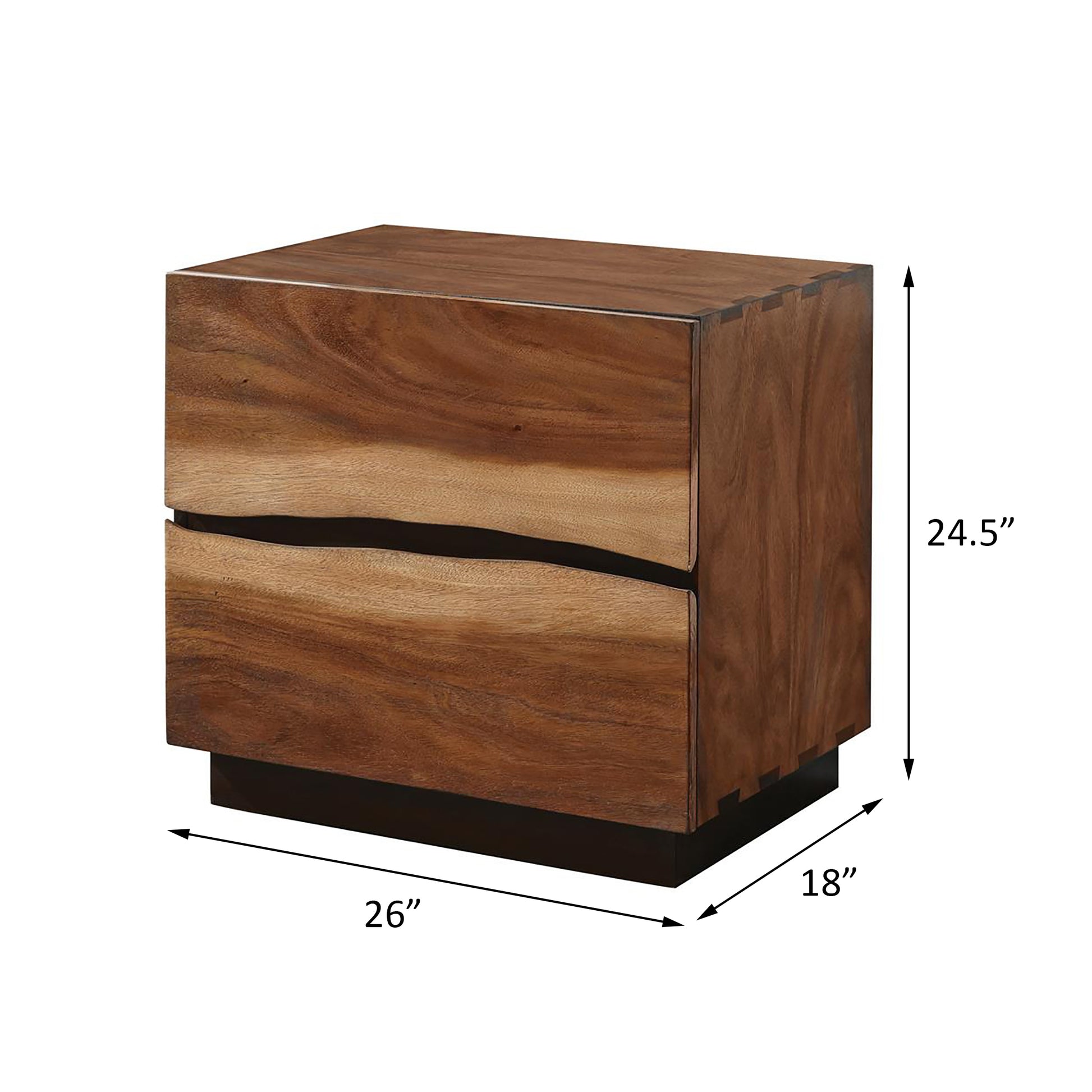 Smokey Walnut 2-Drawer Nightstand - Farmhouse Style