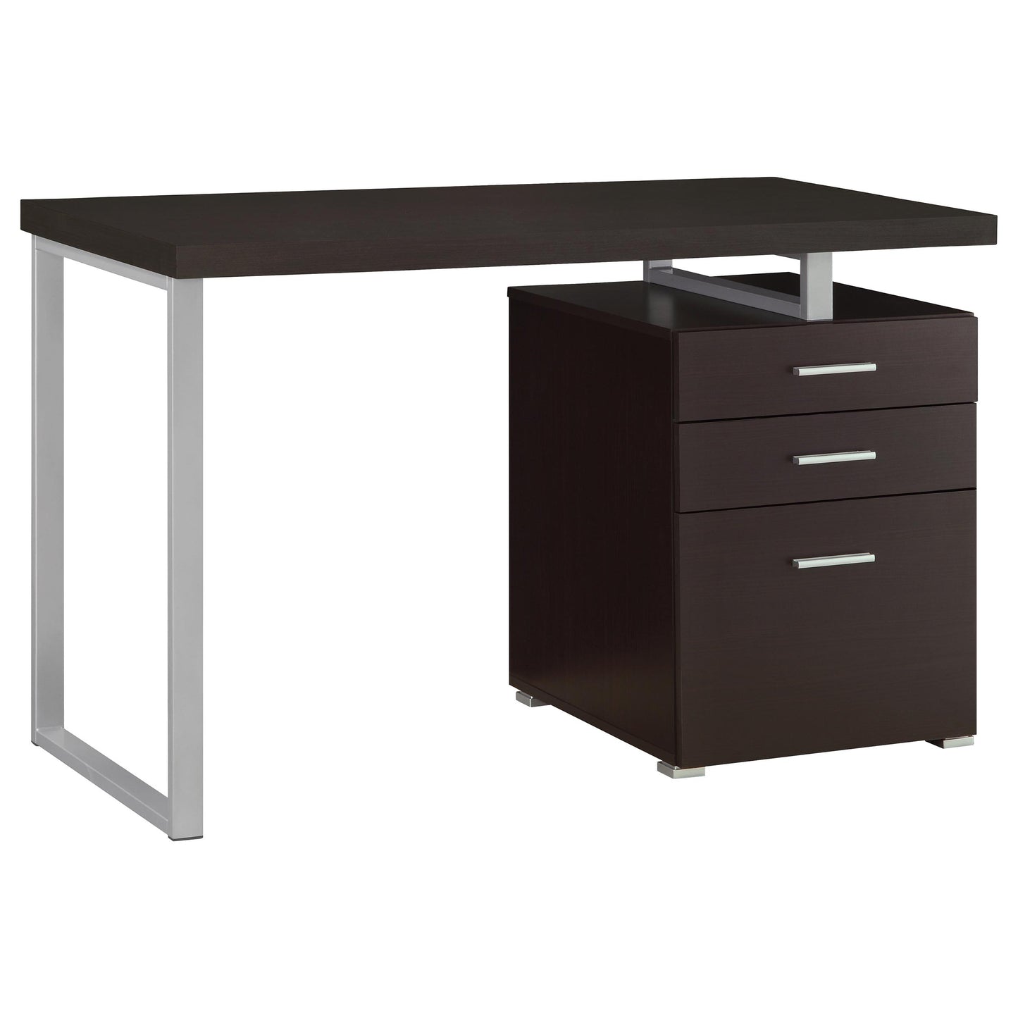 Modern Cappuccino Wood Computer Desk with Storage Drawers