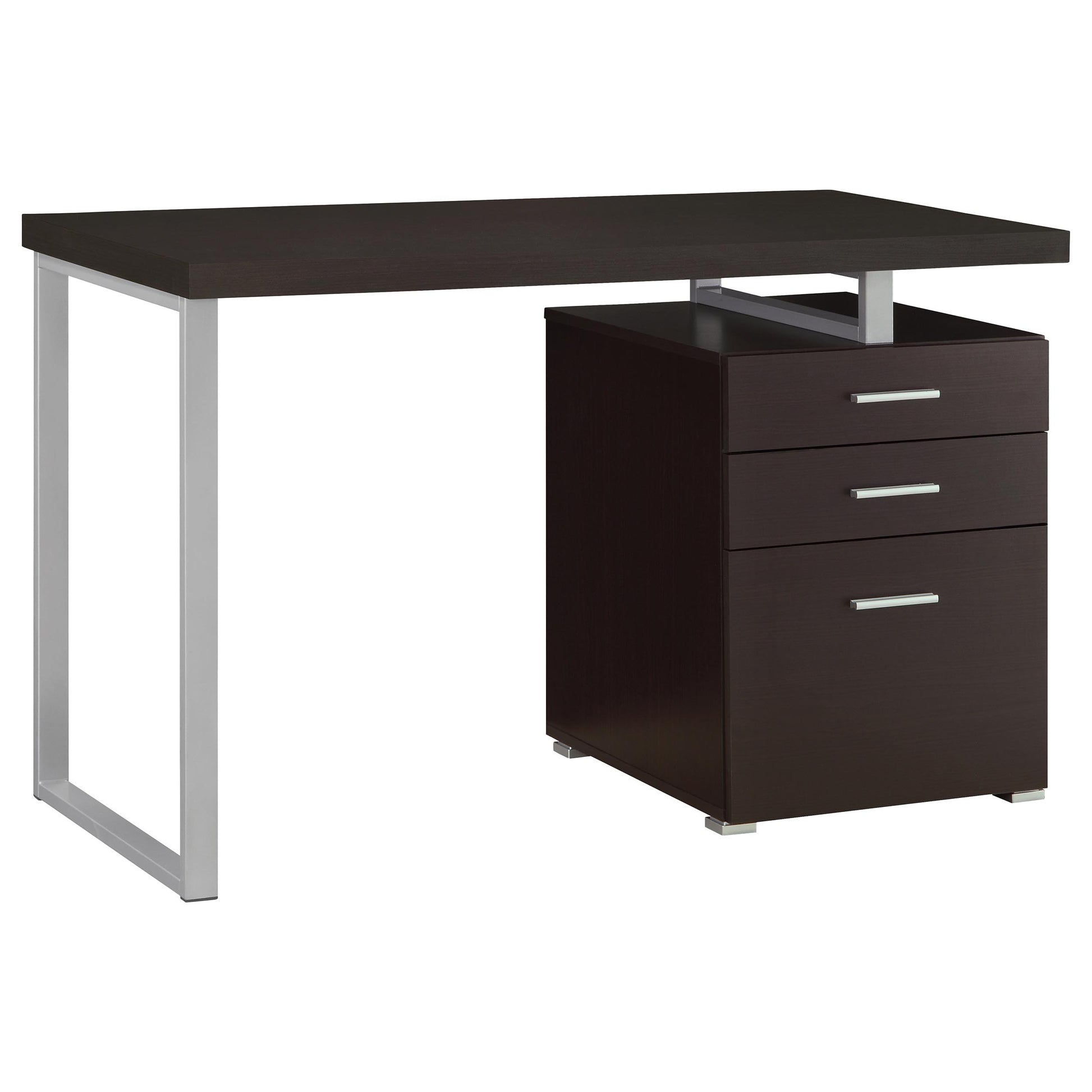 Modern Cappuccino Wood Computer Desk with Storage Drawers