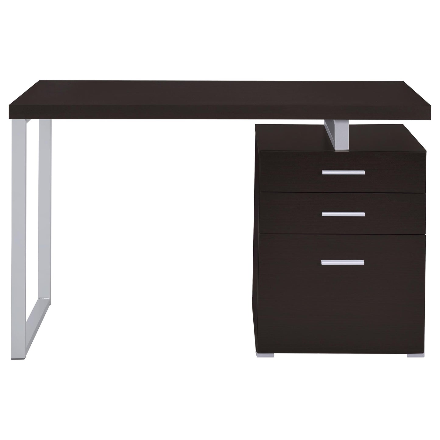 Modern Cappuccino Wood Computer Desk with Storage Drawers