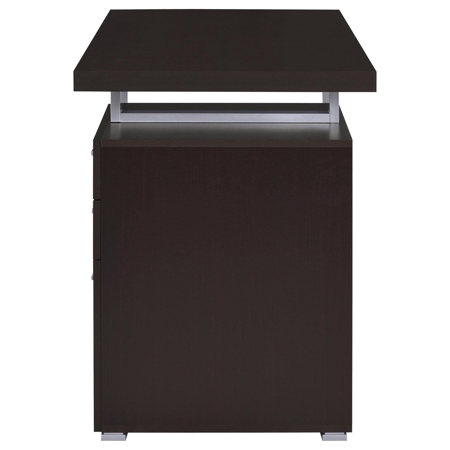 Modern Cappuccino Wood Computer Desk with Storage Drawers