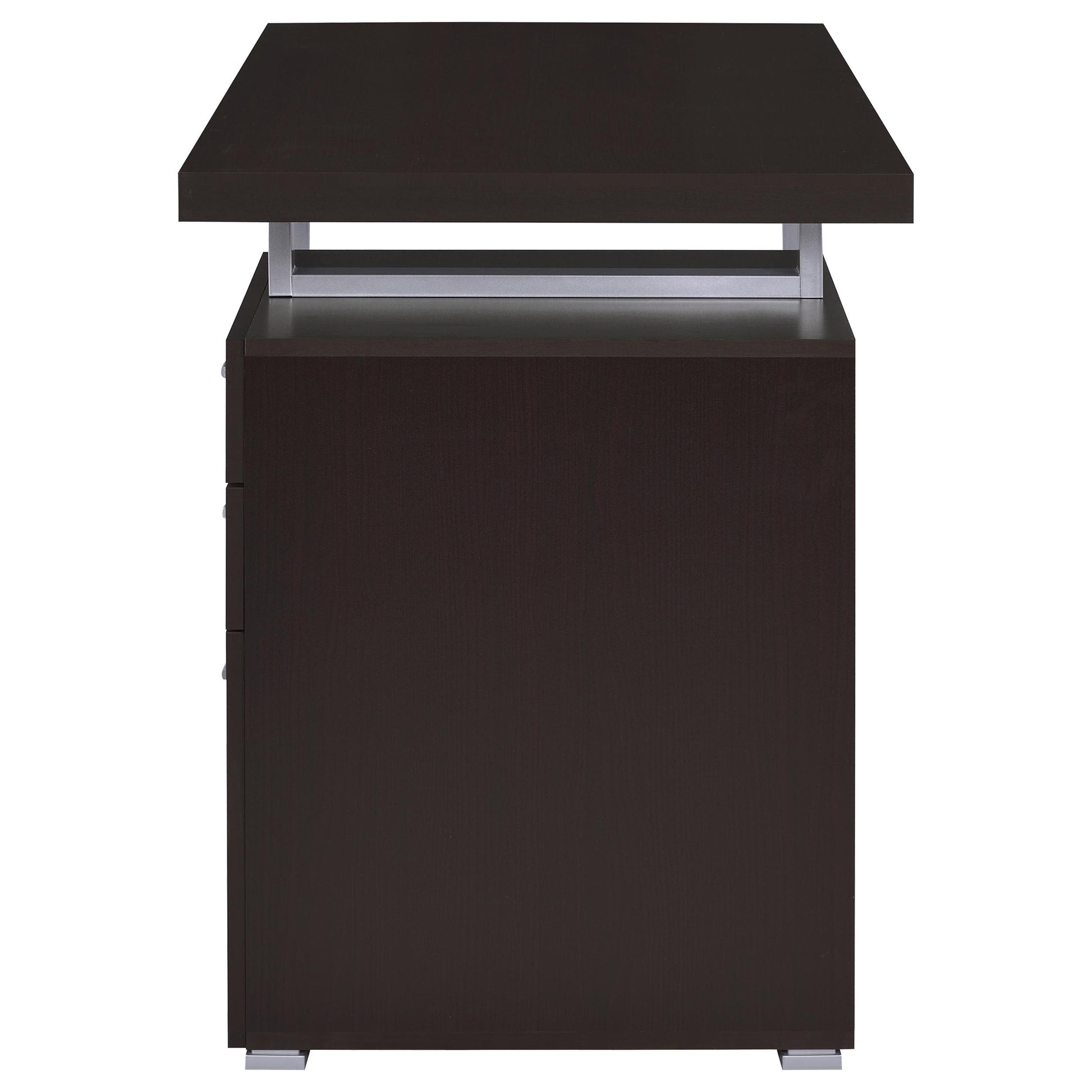 Modern Cappuccino Wood Computer Desk with Storage Drawers