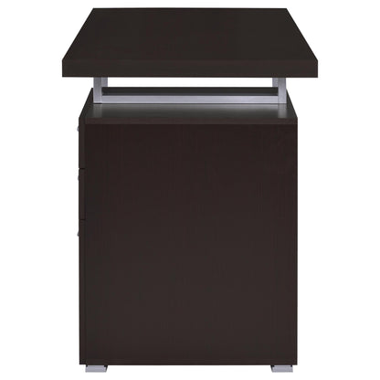 Modern Cappuccino Wood Computer Desk with Storage Drawers