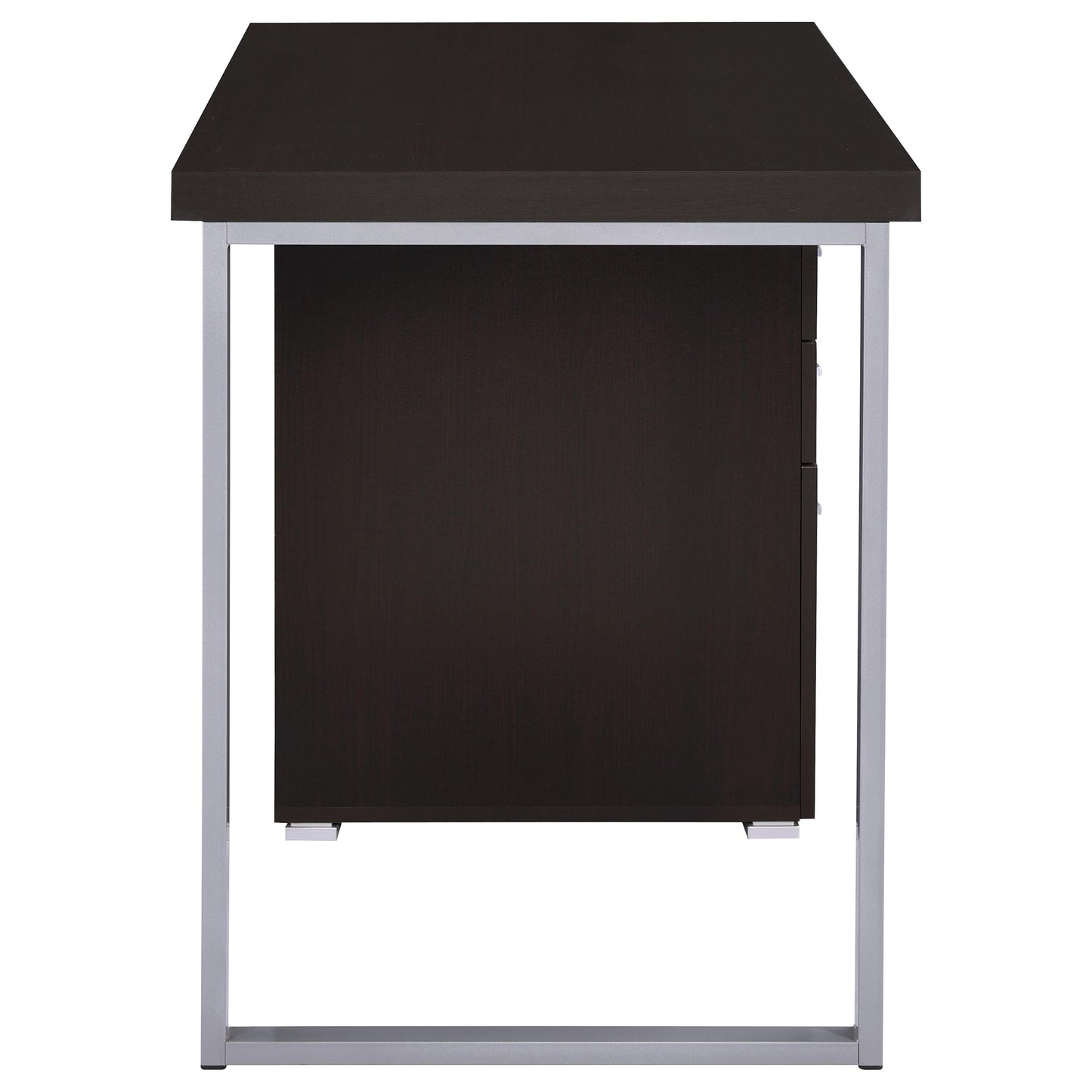 Modern Cappuccino Wood Computer Desk with Storage Drawers