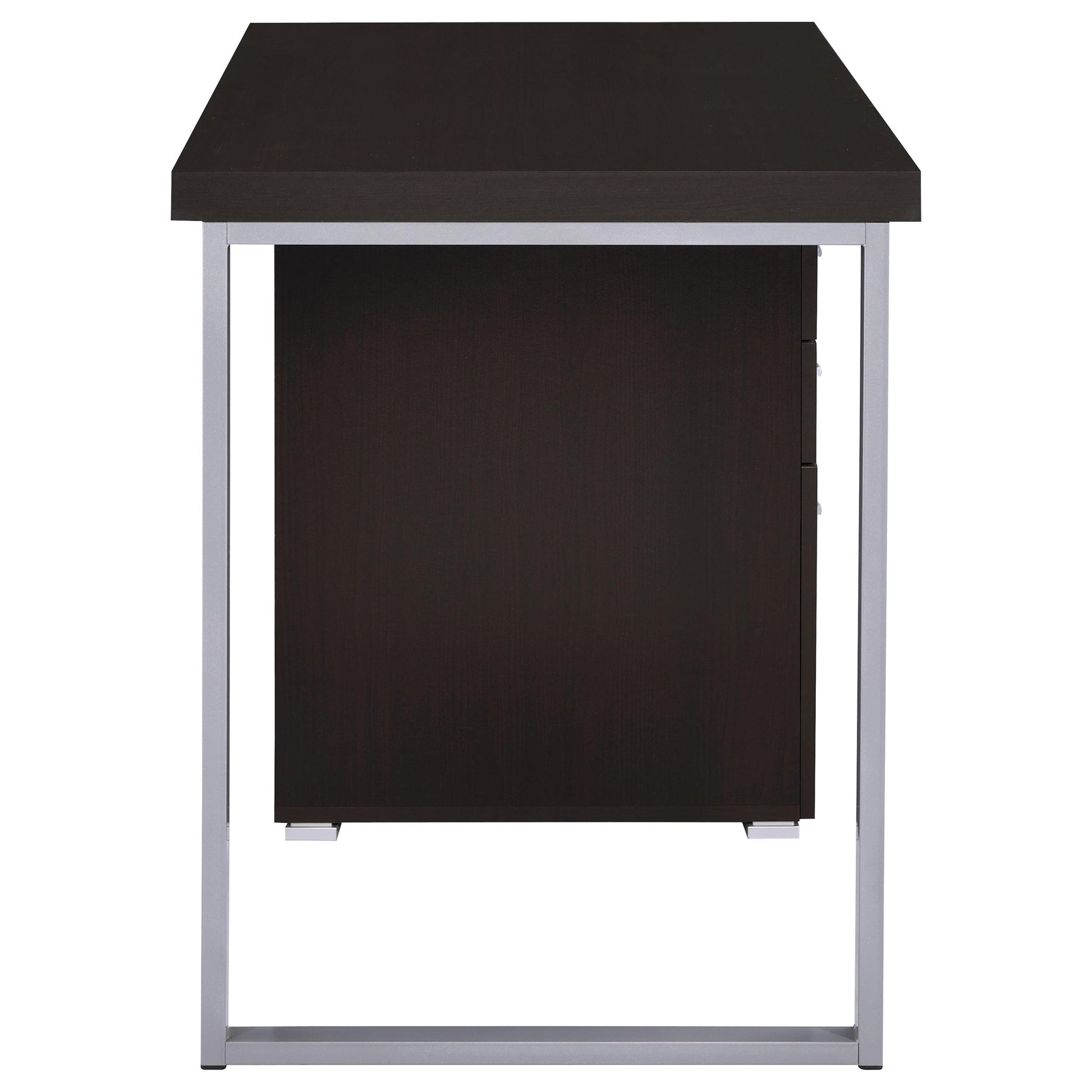 Modern Cappuccino Wood Computer Desk with Storage Drawers