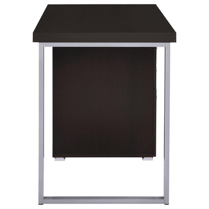 Modern Cappuccino Wood Computer Desk with Storage Drawers