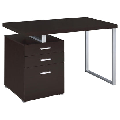 Modern Cappuccino Wood Computer Desk with Storage Drawers