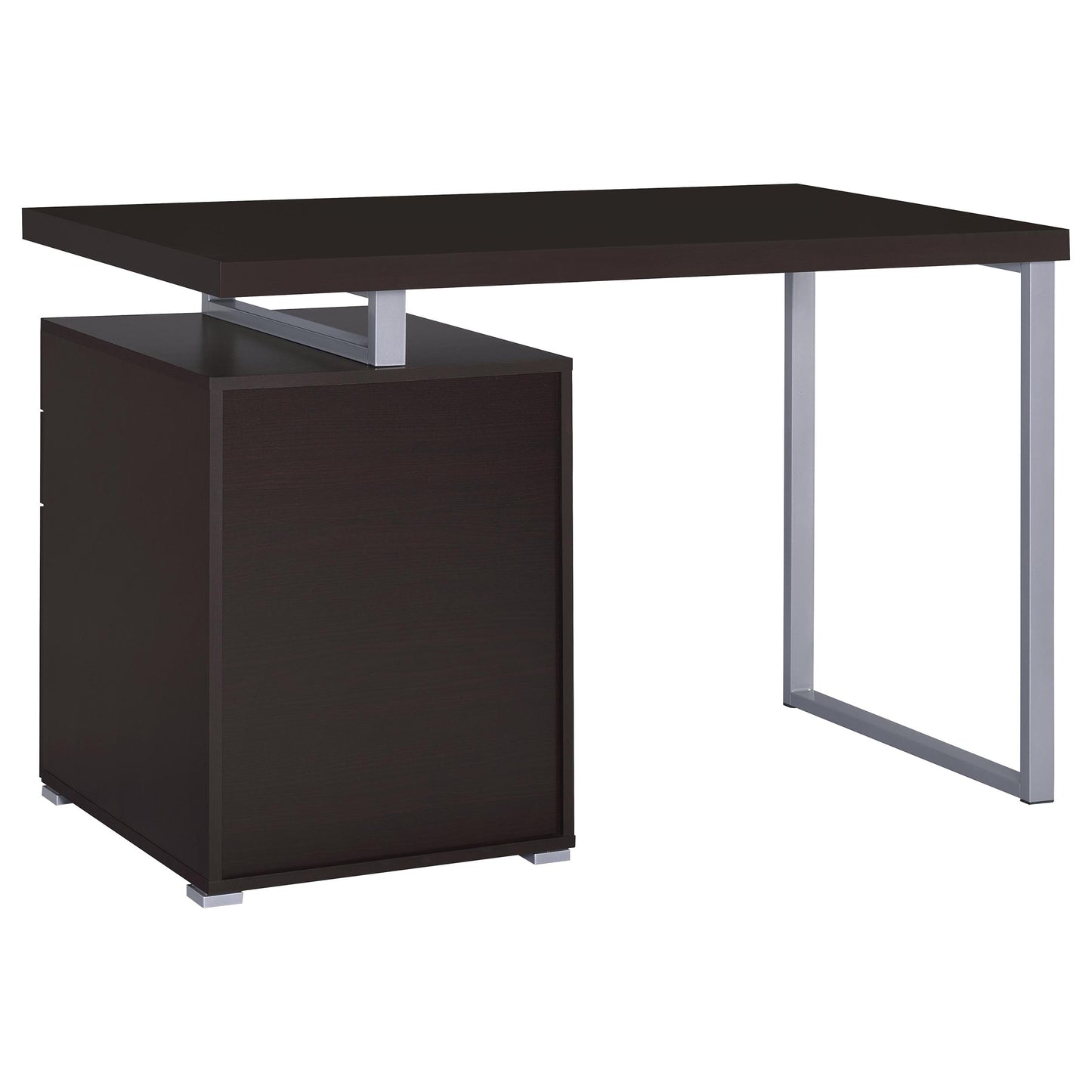 Modern Cappuccino Wood Computer Desk with Storage Drawers