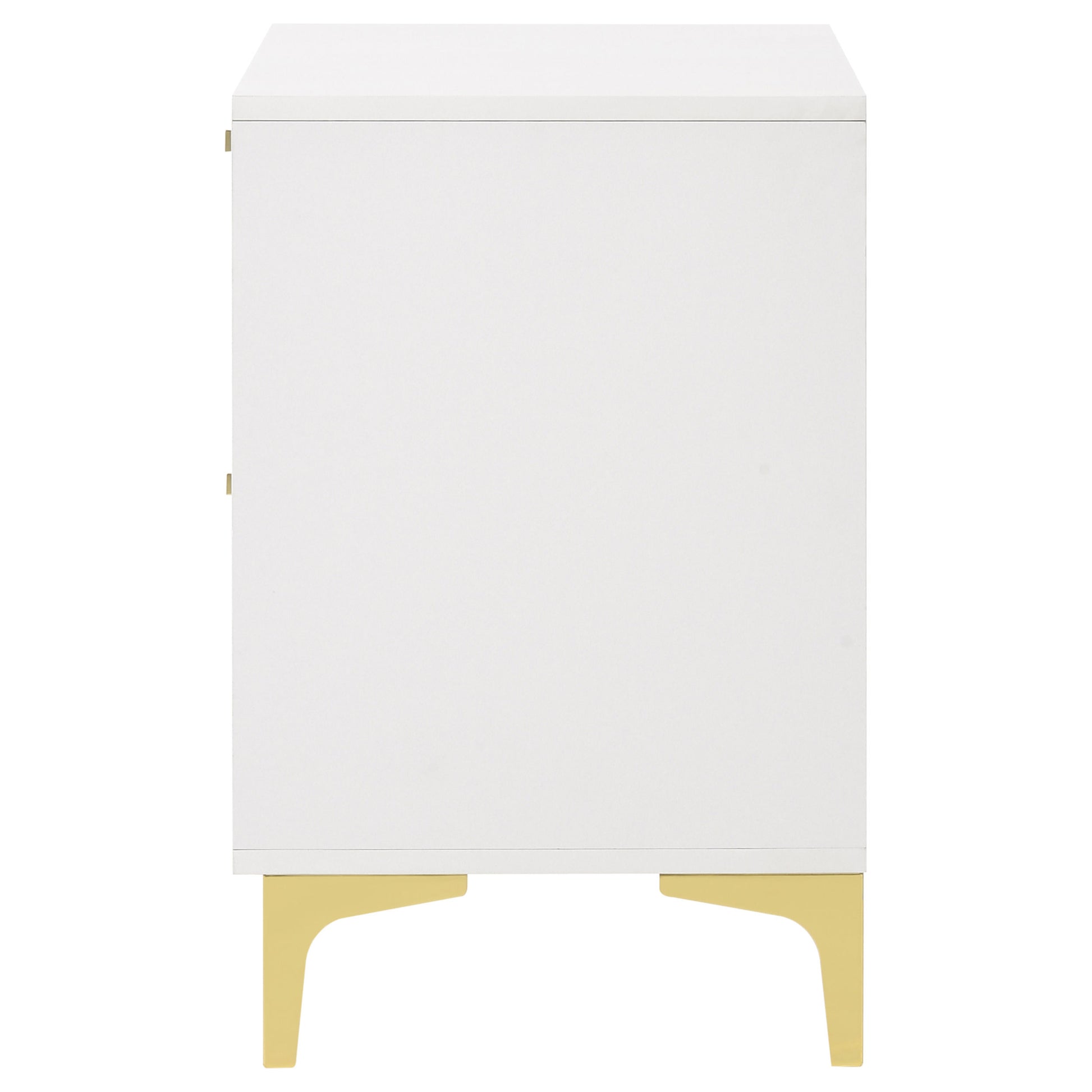 White Rubberwood 2 Drawer Nightstand Glam Style
