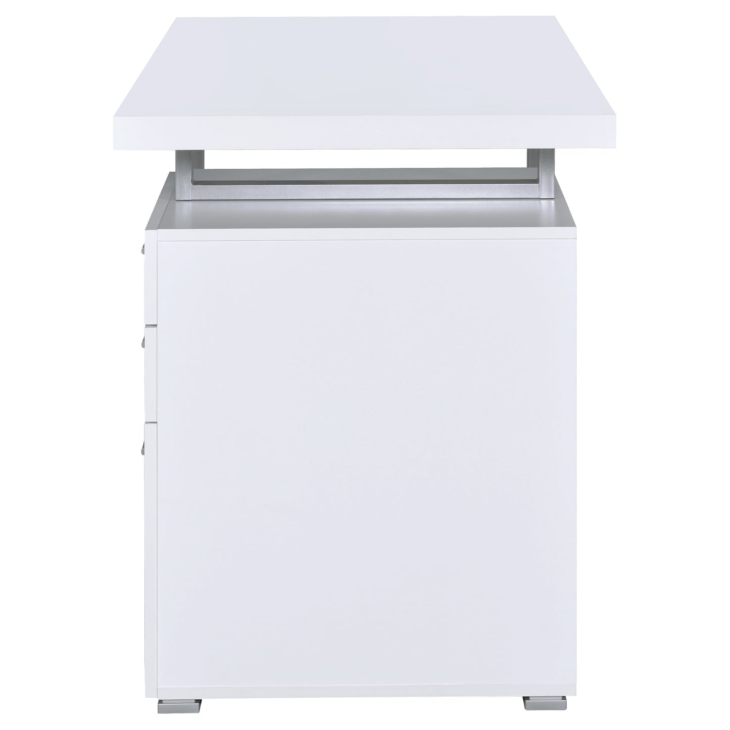 White 3-Drawer Reversible Office Desk - Modern Writing Desk