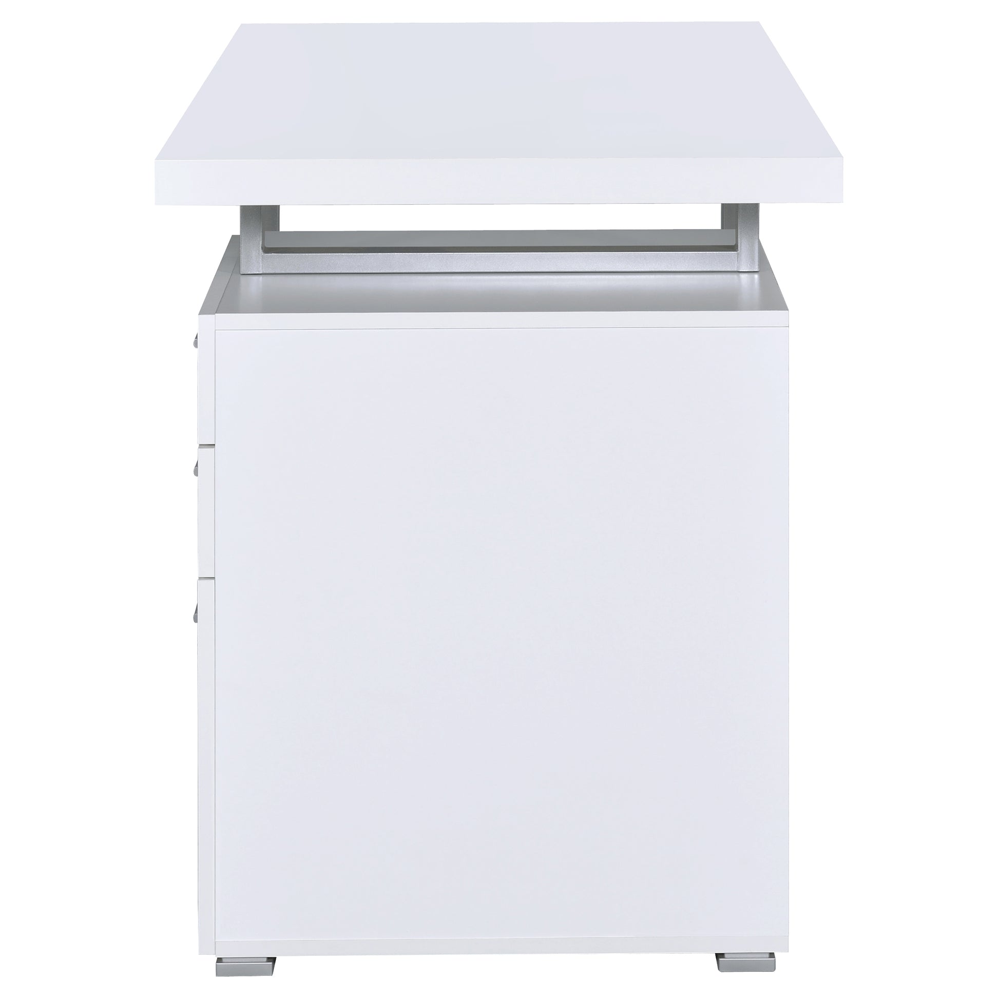 White 3-Drawer Reversible Office Desk - Modern Writing Desk