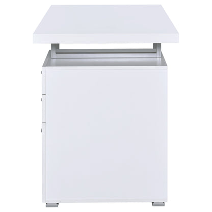 White 3-Drawer Reversible Office Desk - Modern Writing Desk
