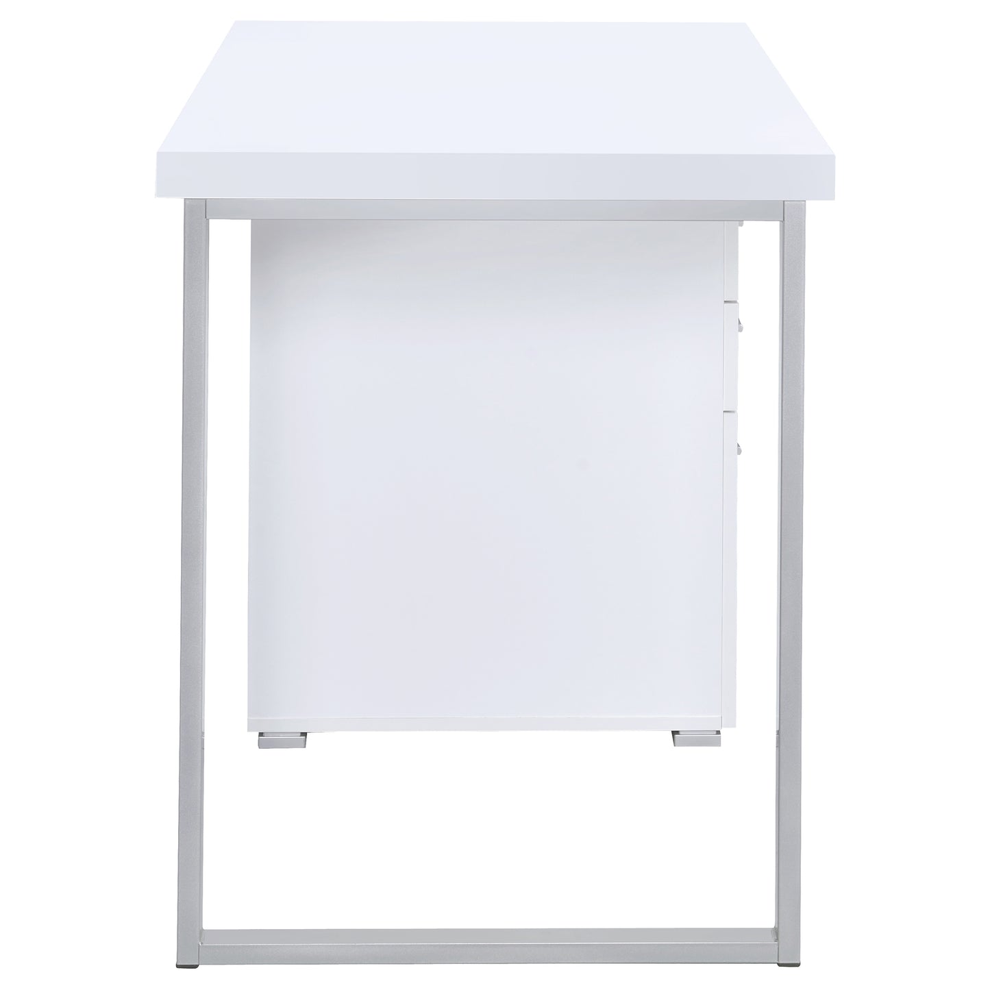 White 3-Drawer Reversible Office Desk - Modern Writing Desk