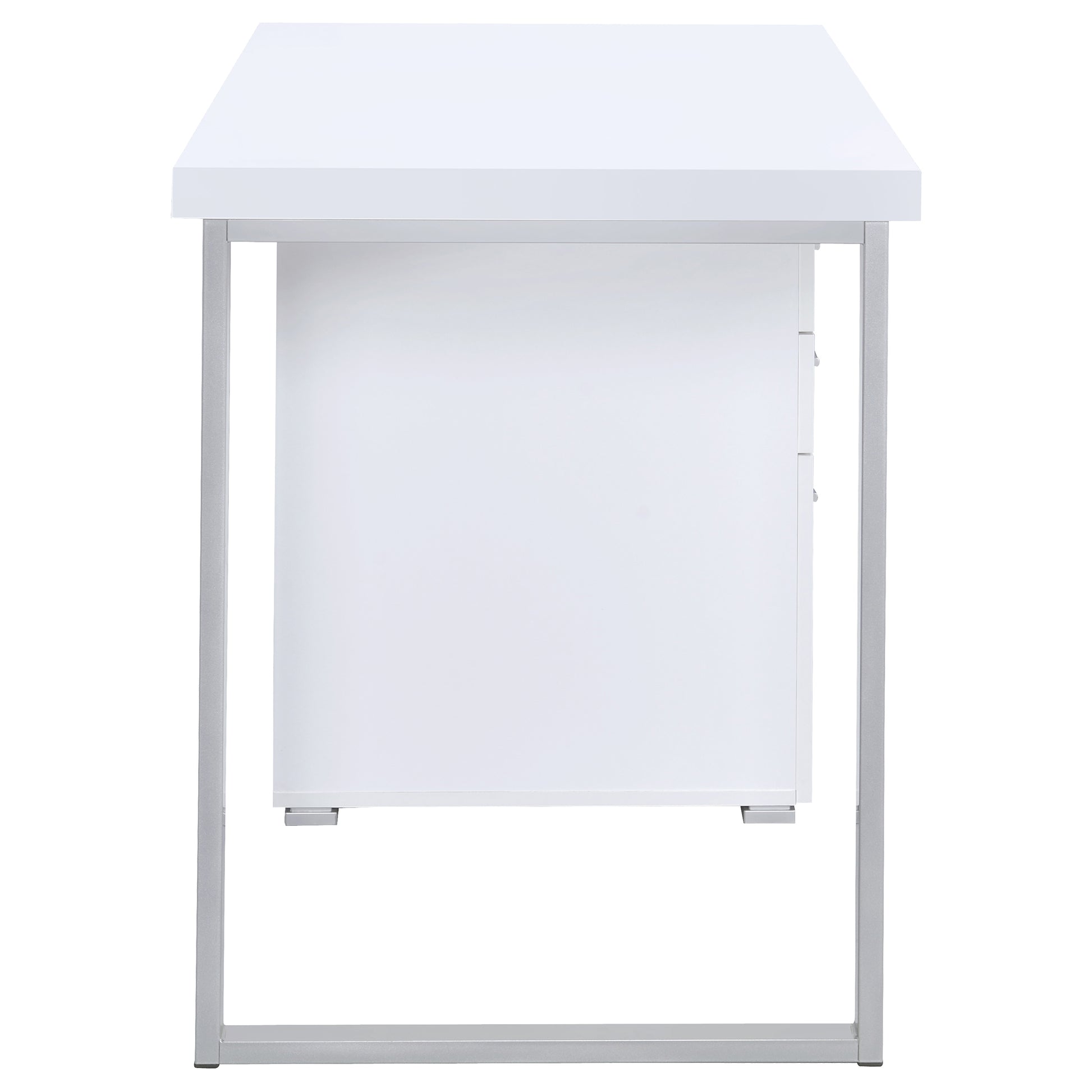 White 3-Drawer Reversible Office Desk - Modern Writing Desk