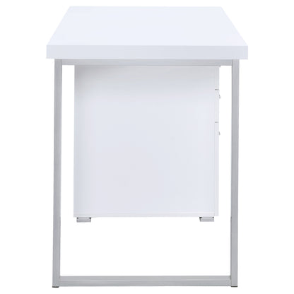 White 3-Drawer Reversible Office Desk - Modern Writing Desk
