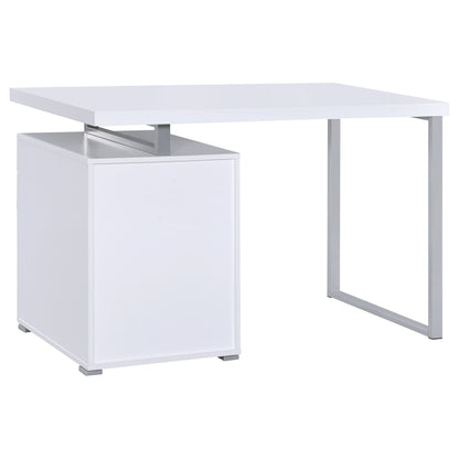 White 3-Drawer Reversible Office Desk - Modern Writing Desk
