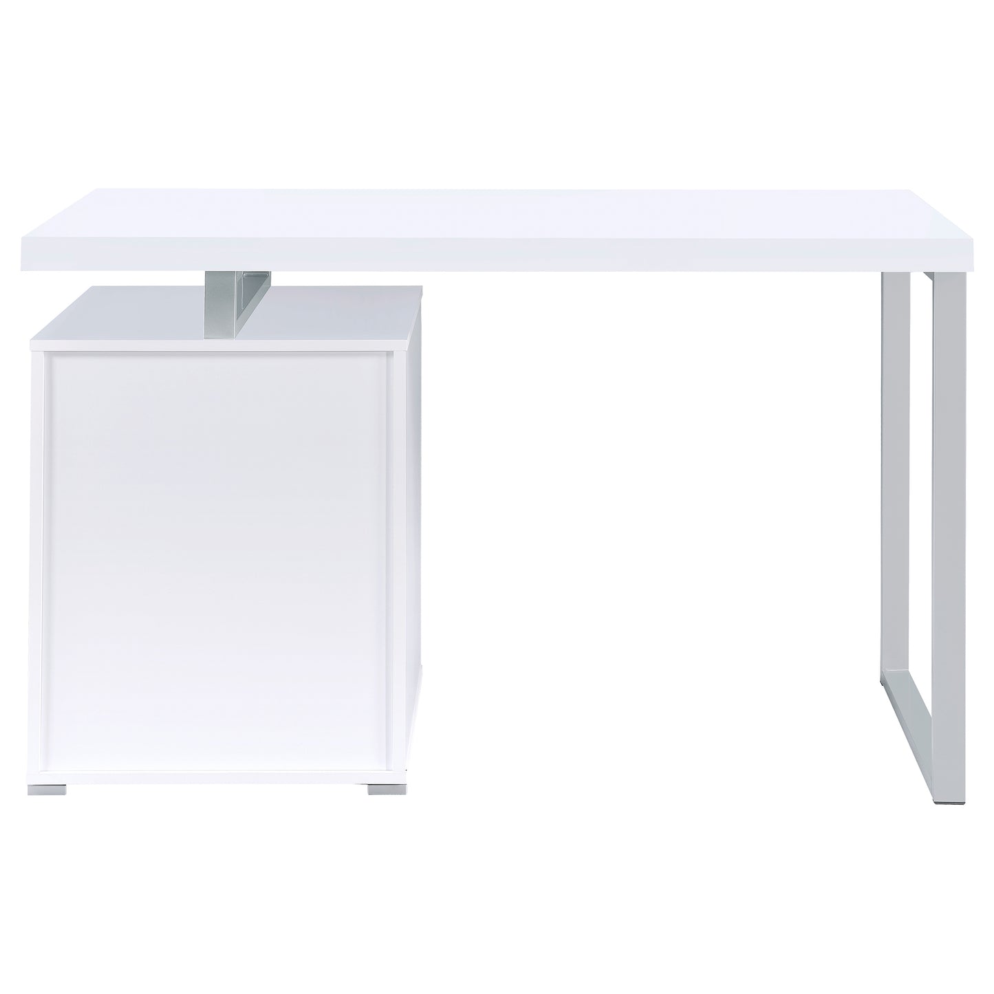White 3-Drawer Reversible Office Desk - Modern Writing Desk