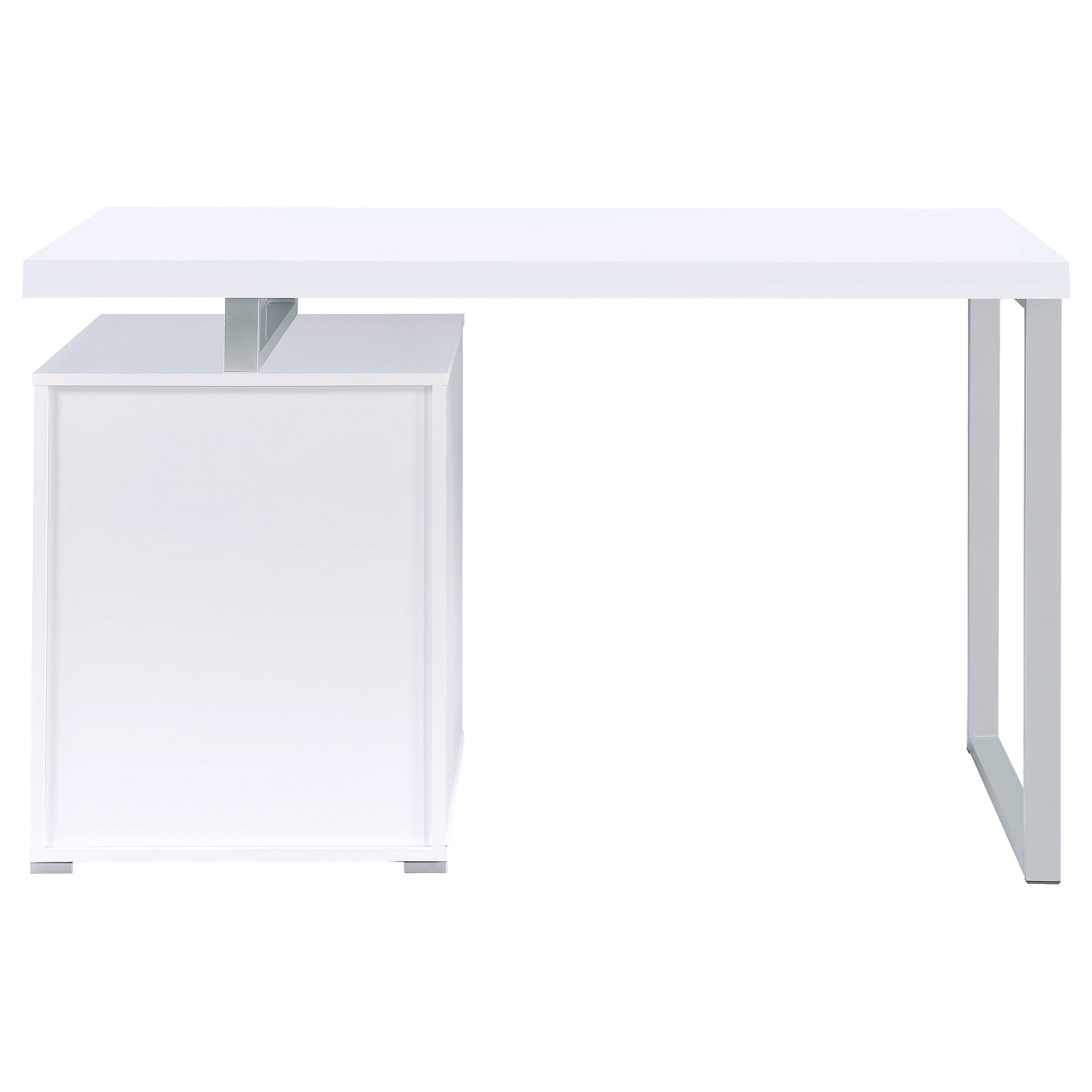 White 3-Drawer Reversible Office Desk - Modern Writing Desk