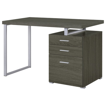 Grey 3-Drawer Writing Desk - Office Workspace