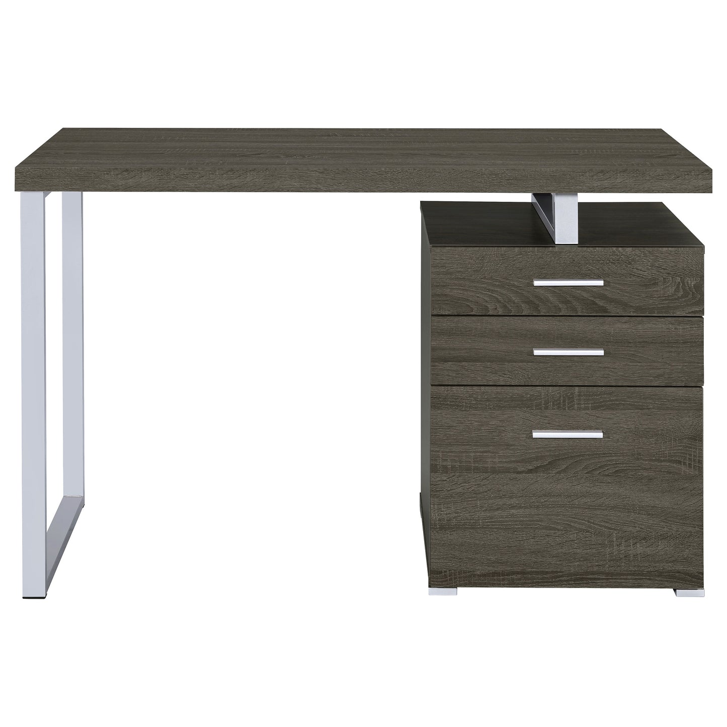 Grey 3-Drawer Writing Desk - Office Workspace