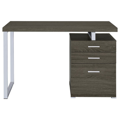 Grey 3-Drawer Writing Desk - Office Workspace