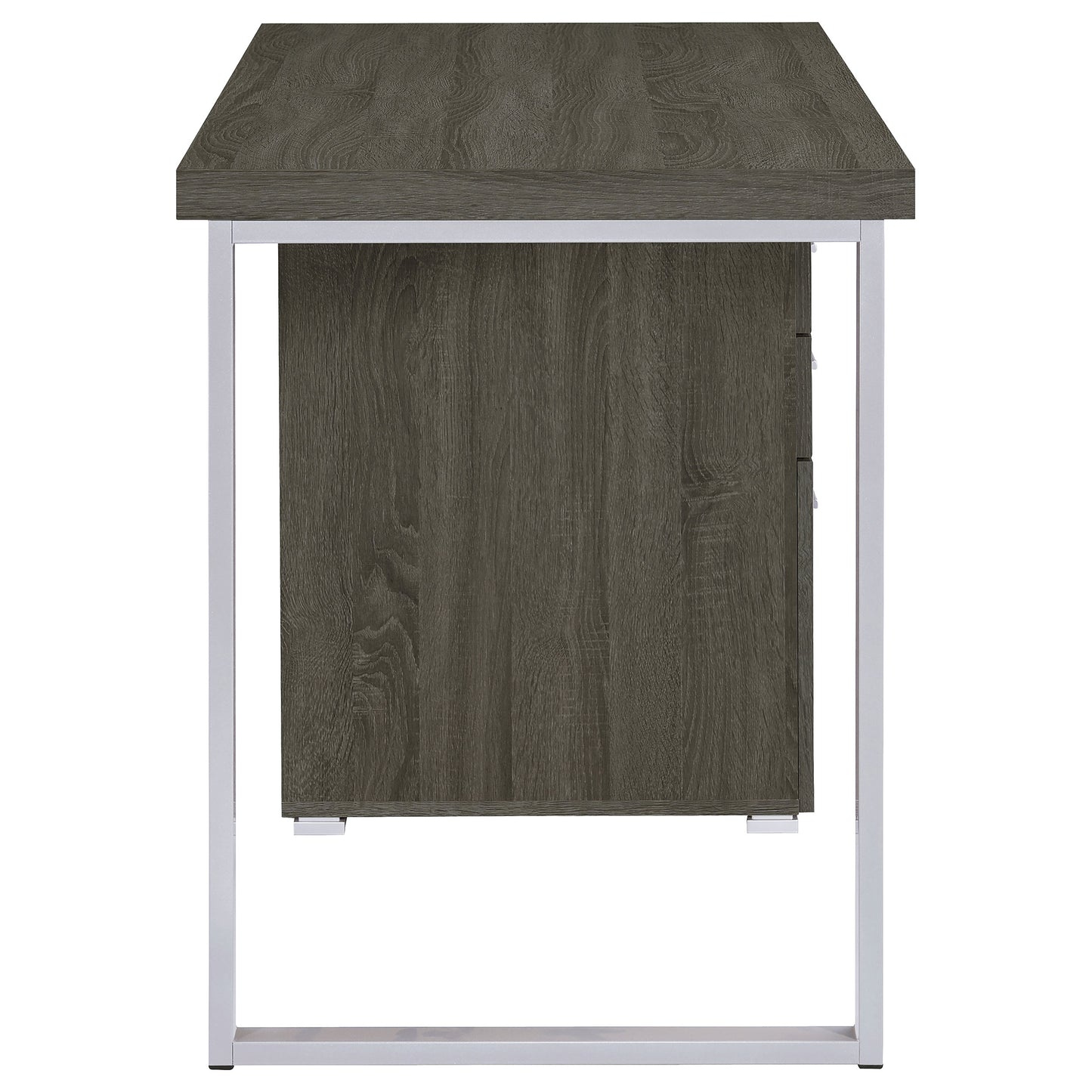 Grey 3-Drawer Writing Desk - Office Workspace