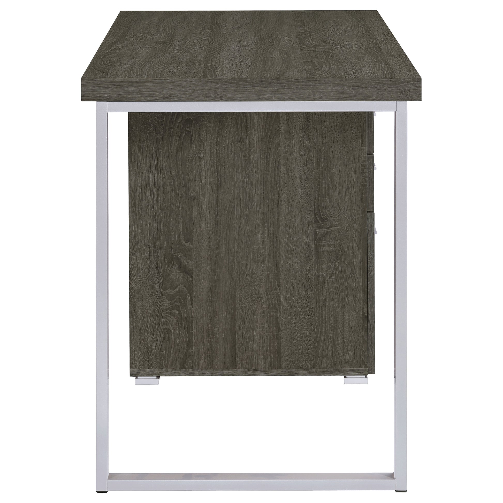 Grey 3-Drawer Writing Desk - Office Workspace