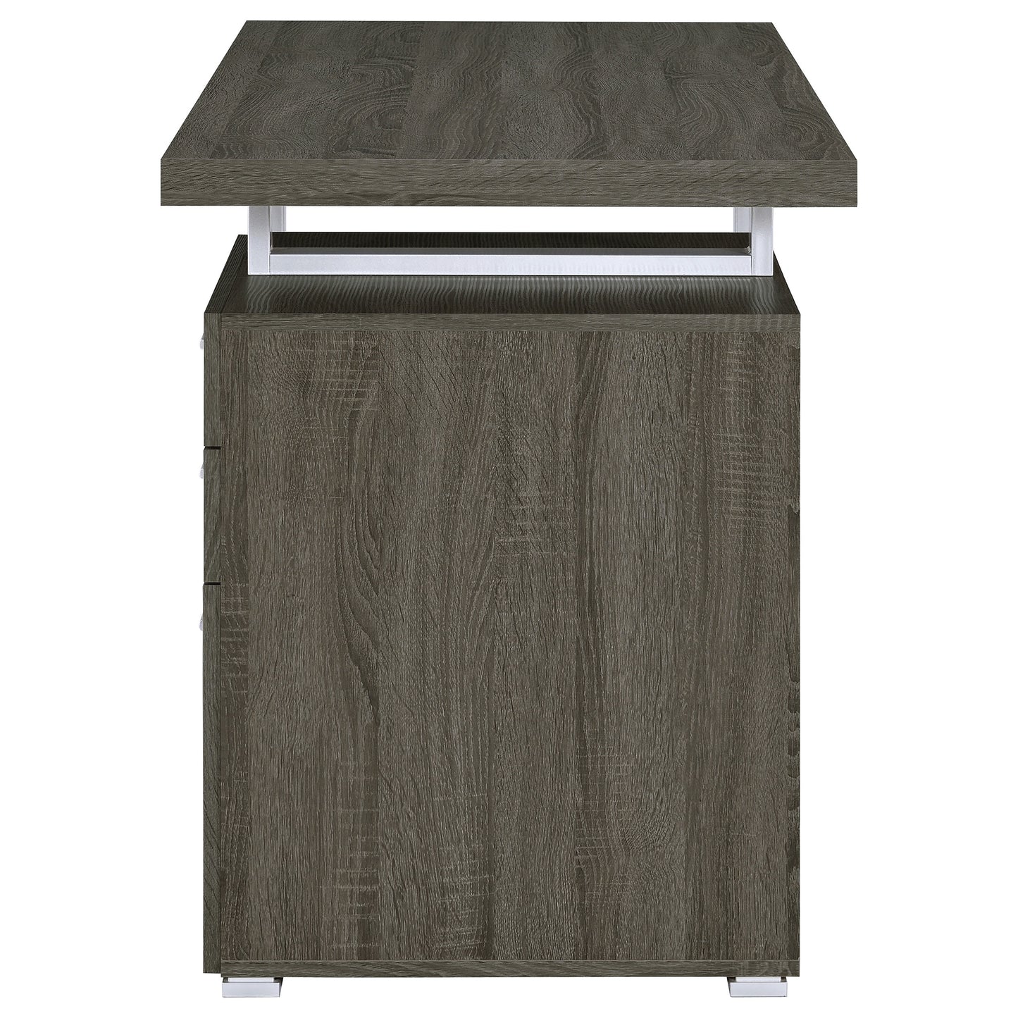Grey 3-Drawer Writing Desk - Office Workspace