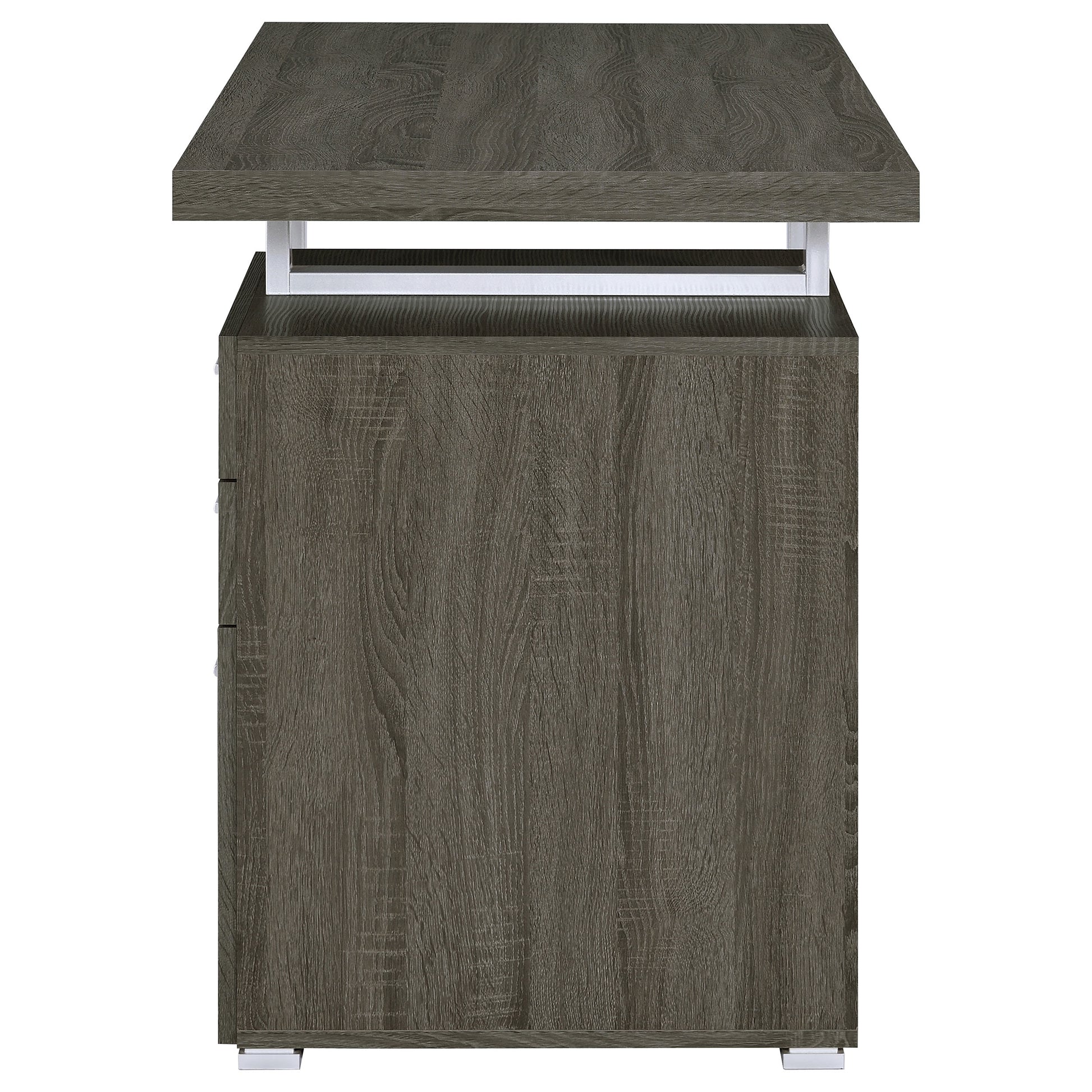 Grey 3-Drawer Writing Desk - Office Workspace