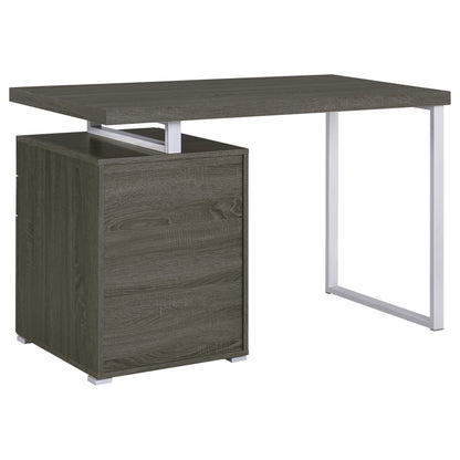 Grey 3-Drawer Writing Desk - Office Workspace