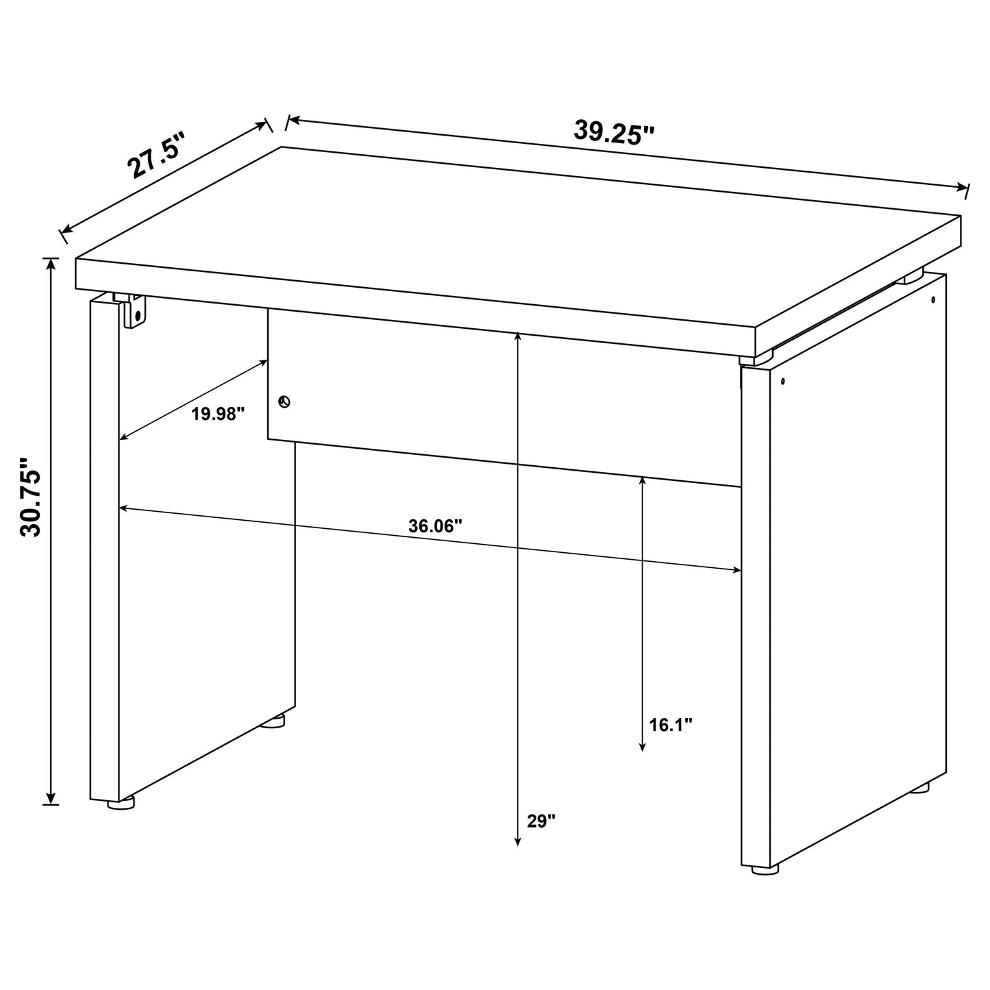 Cappuccino Extension Desk - Brown Wood Writing Desk