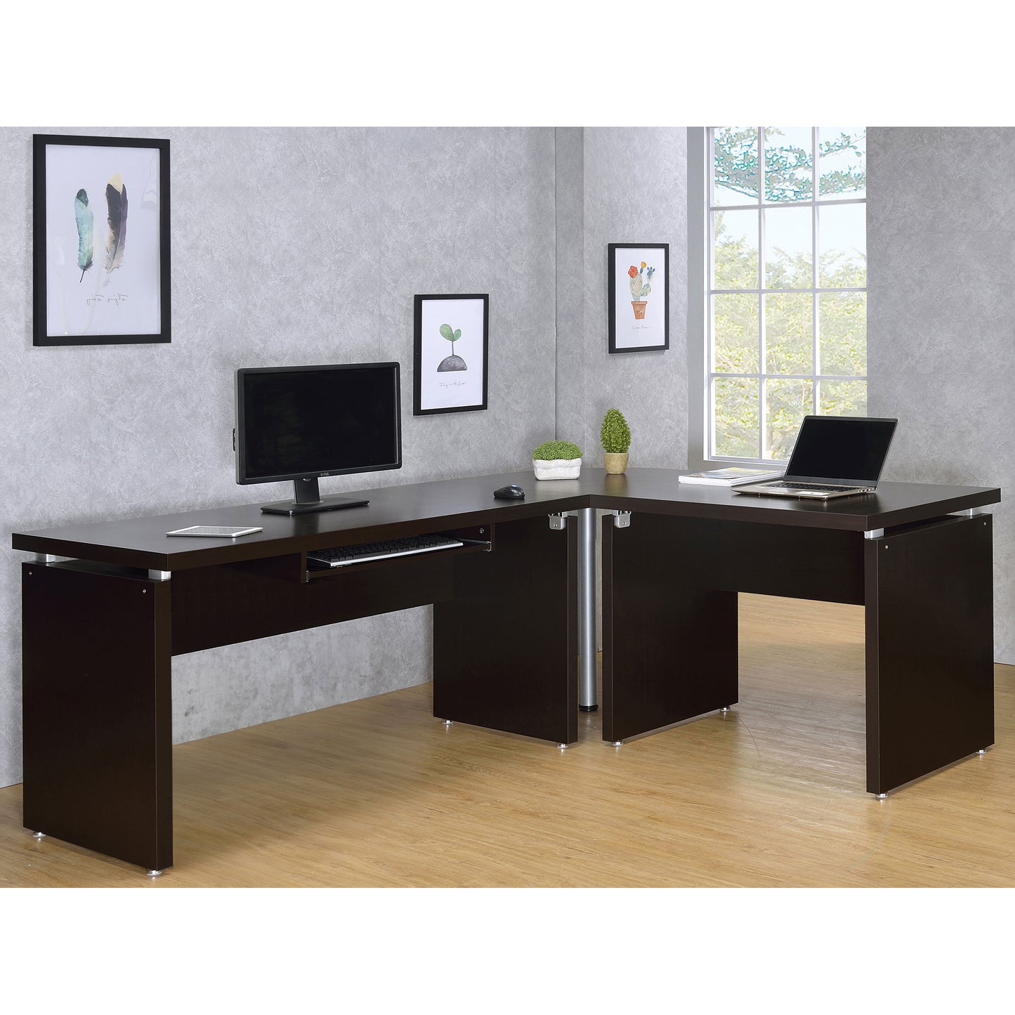 Cappuccino Extension Desk - Brown Wood Writing Desk