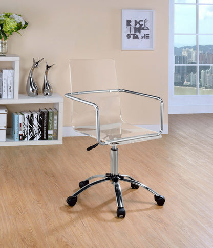 Clear and Chrome Acrylic Office Chair with Casters
