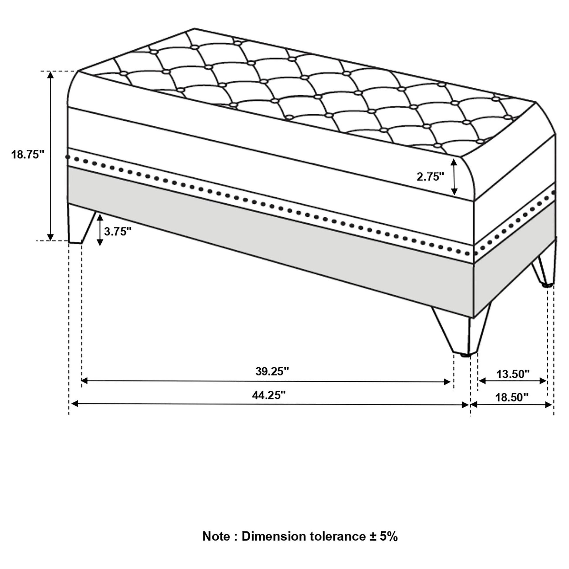 Black Velvet Tufted Storage Bench with Metallic Legs for Bedroom