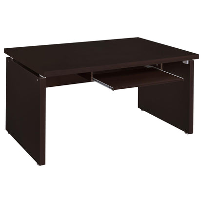 Cappuccino Floating Top Computer Desk - Brown Wood Office Desk