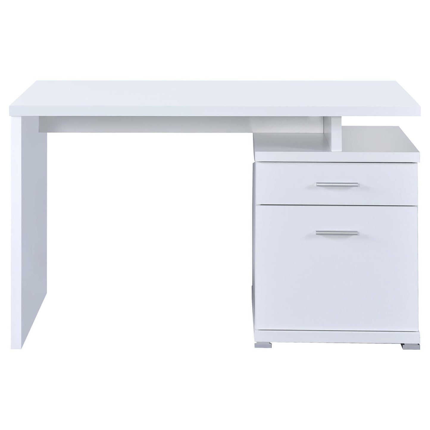 White Rectangular Office Desk with Drawers