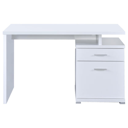 White Rectangular Office Desk with Drawers