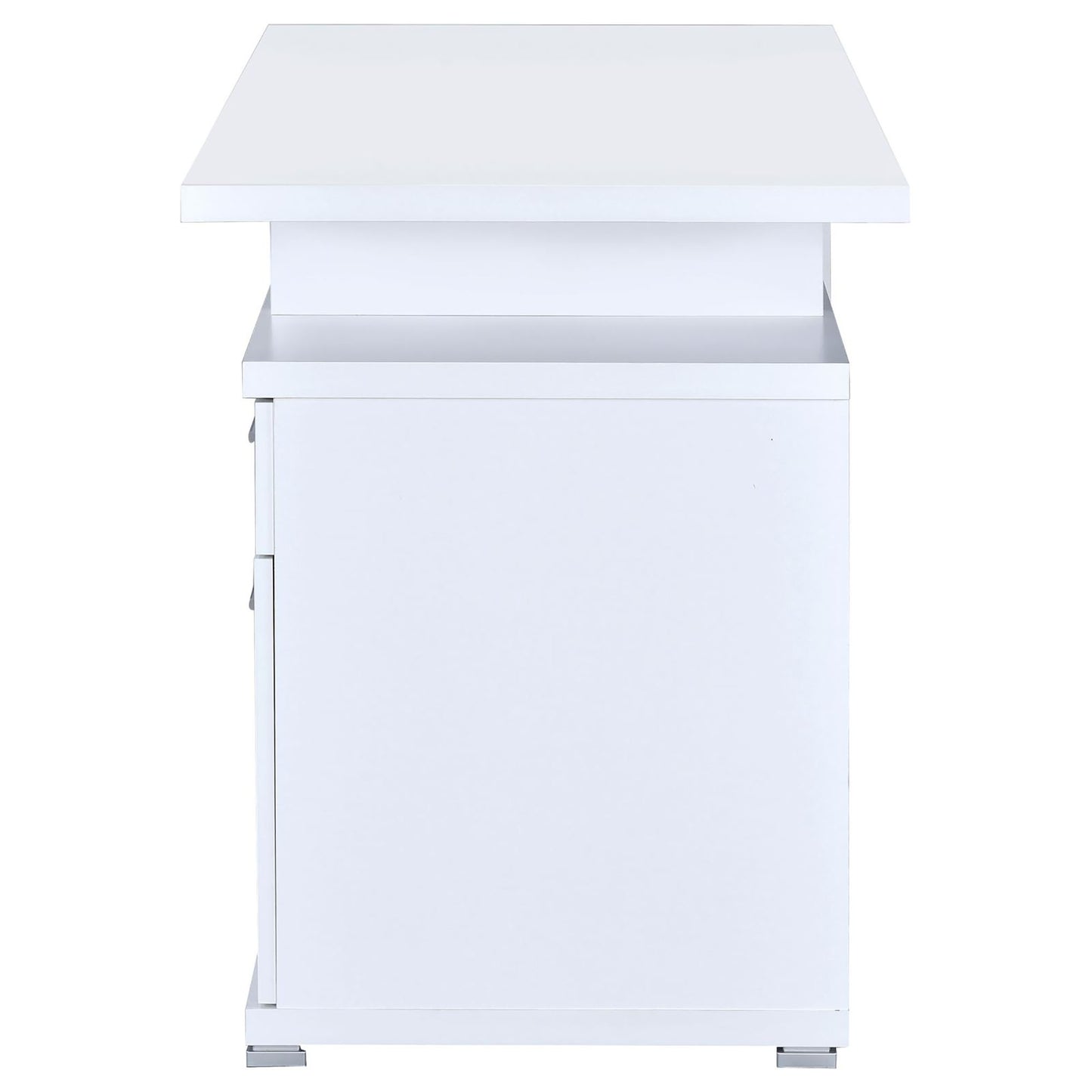 White Rectangular Office Desk with Drawers