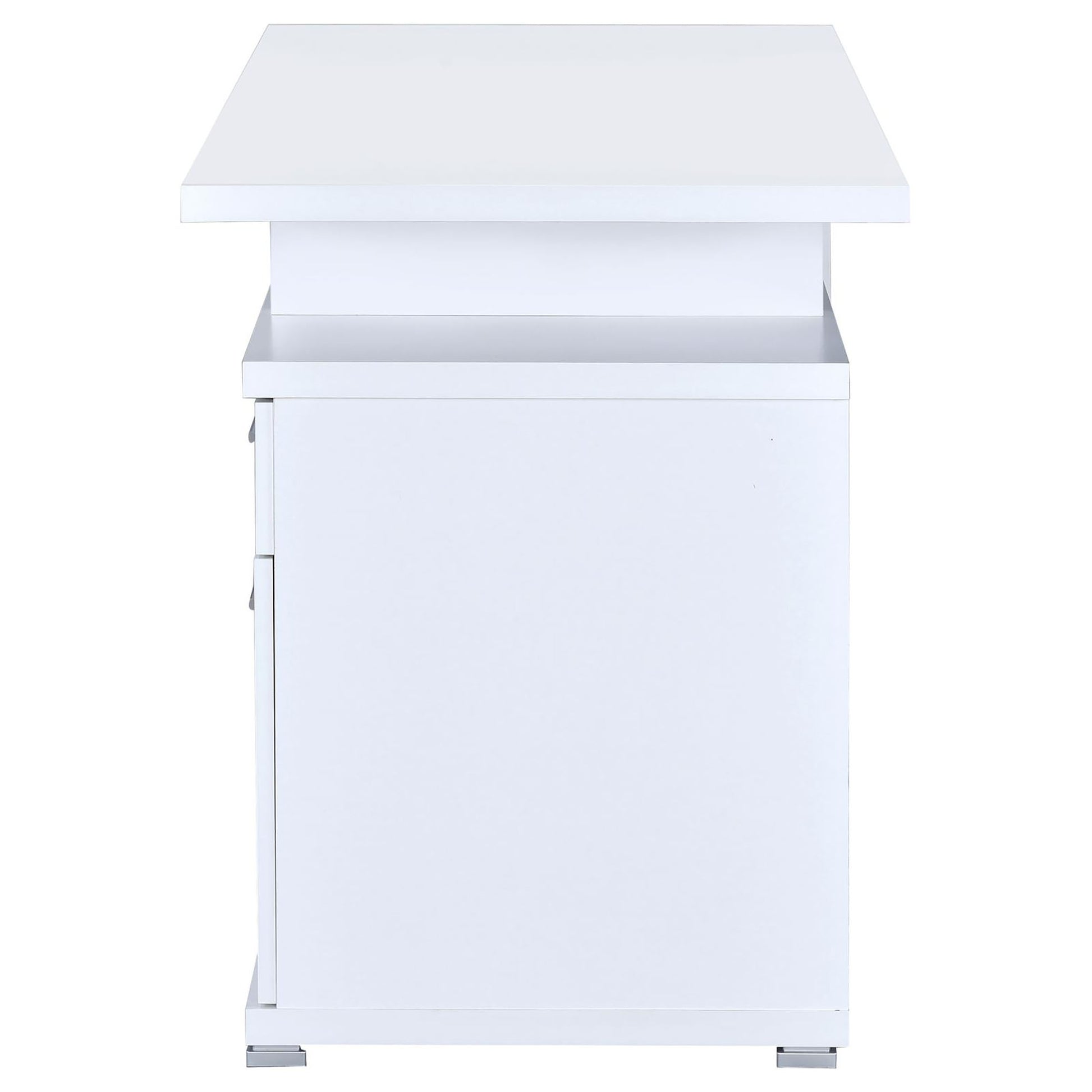 White Rectangular Office Desk with Drawers
