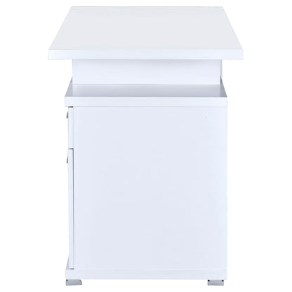 White Rectangular Office Desk with Drawers