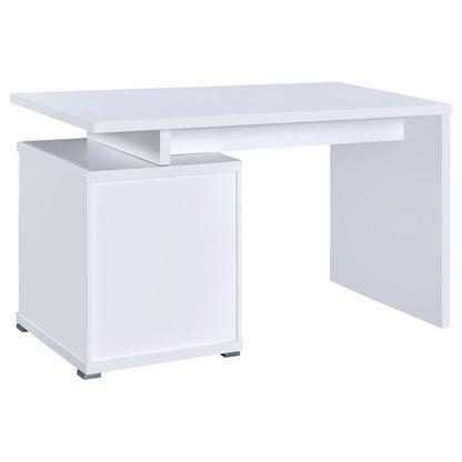 White Rectangular Office Desk with Drawers