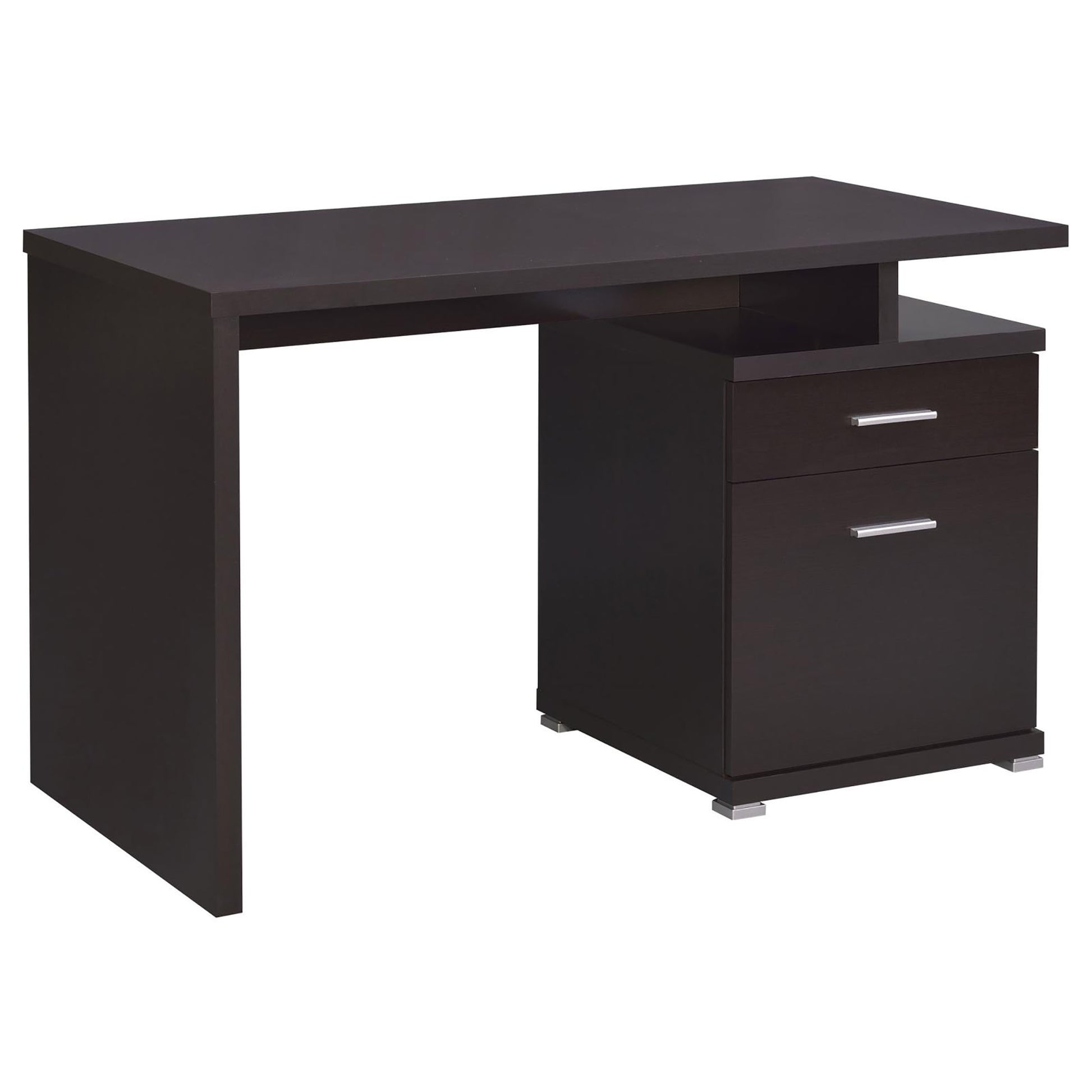 Cappuccino 2-Drawer Reversible Office Desk - Brown Wood