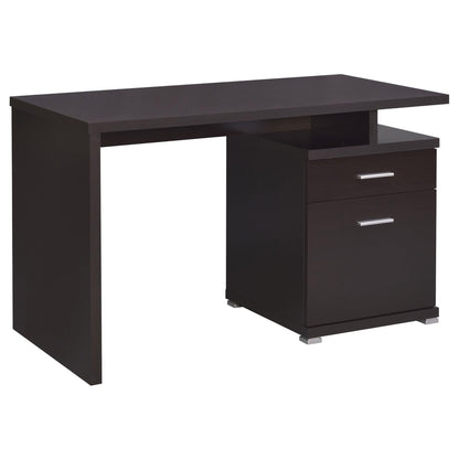 Cappuccino 2-Drawer Reversible Office Desk - Brown Wood