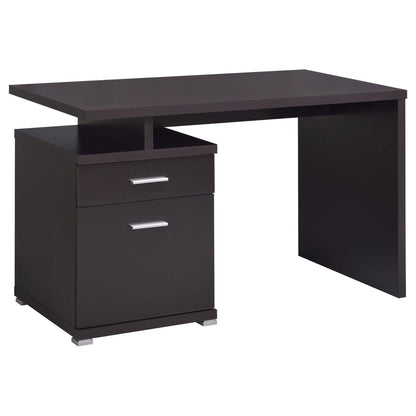 Cappuccino 2-Drawer Reversible Office Desk - Brown Wood