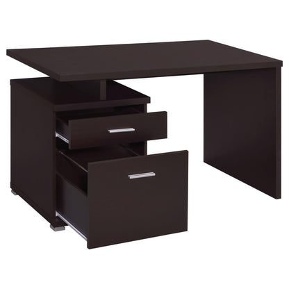 Cappuccino 2-Drawer Reversible Office Desk - Brown Wood