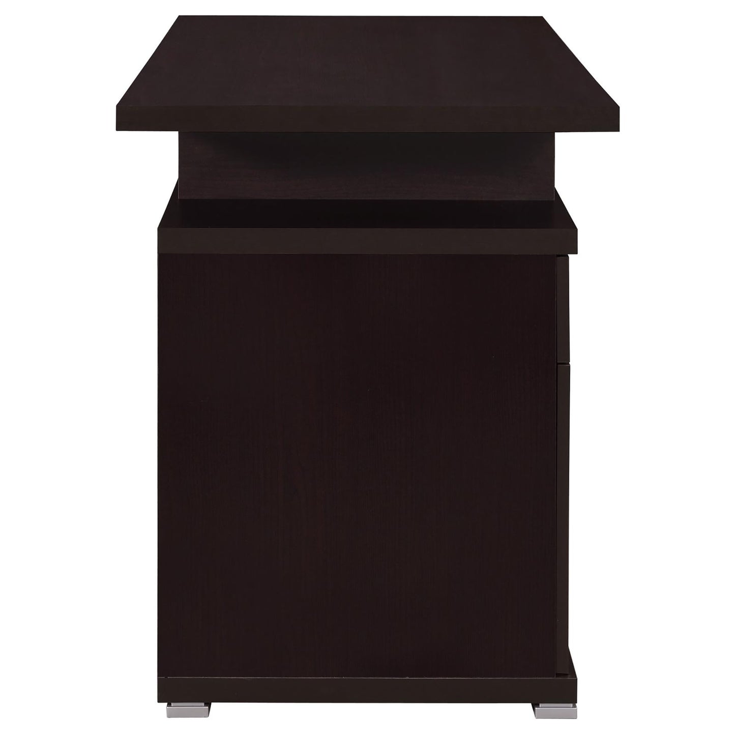 Cappuccino 2-Drawer Reversible Office Desk - Brown Wood