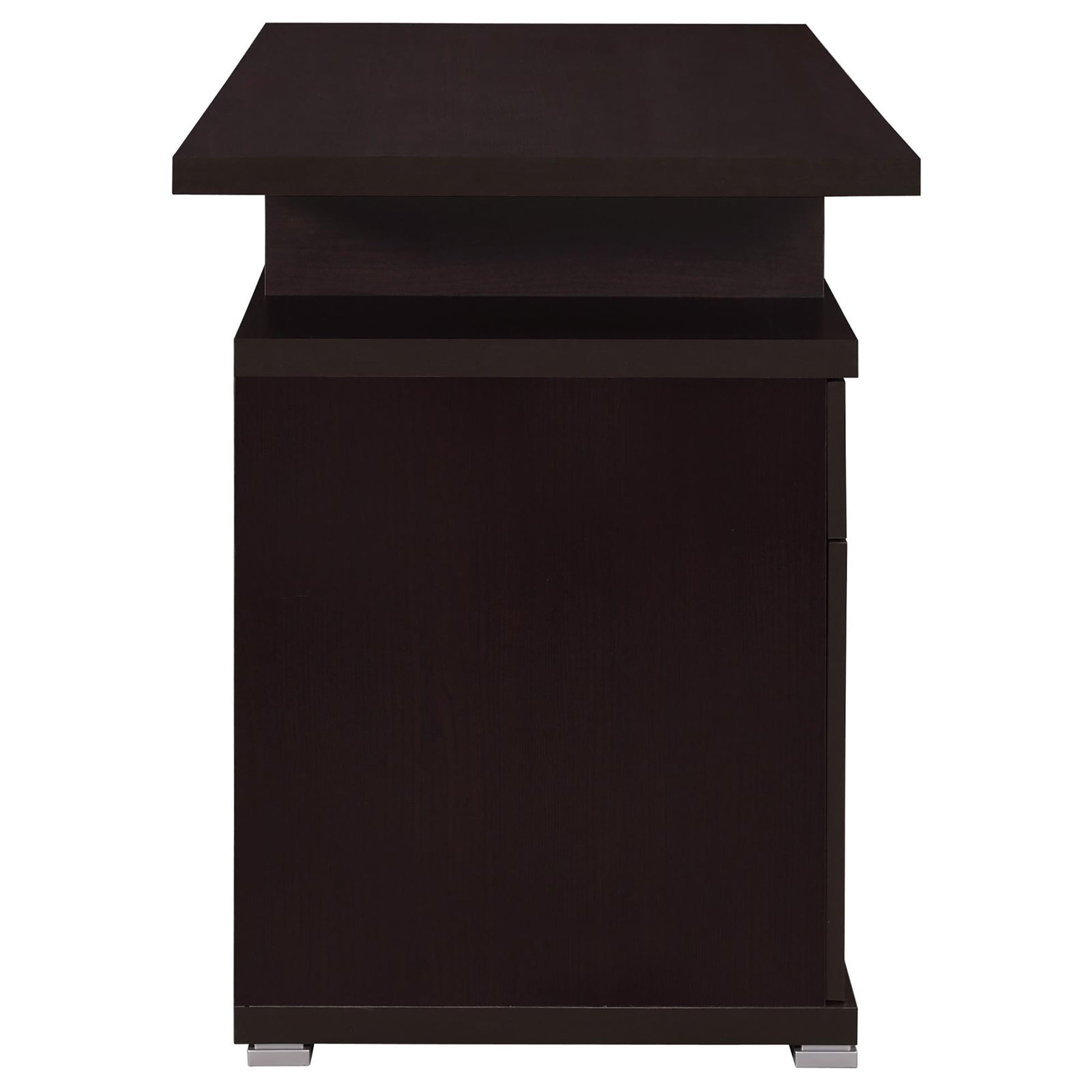 Cappuccino 2-Drawer Reversible Office Desk - Brown Wood