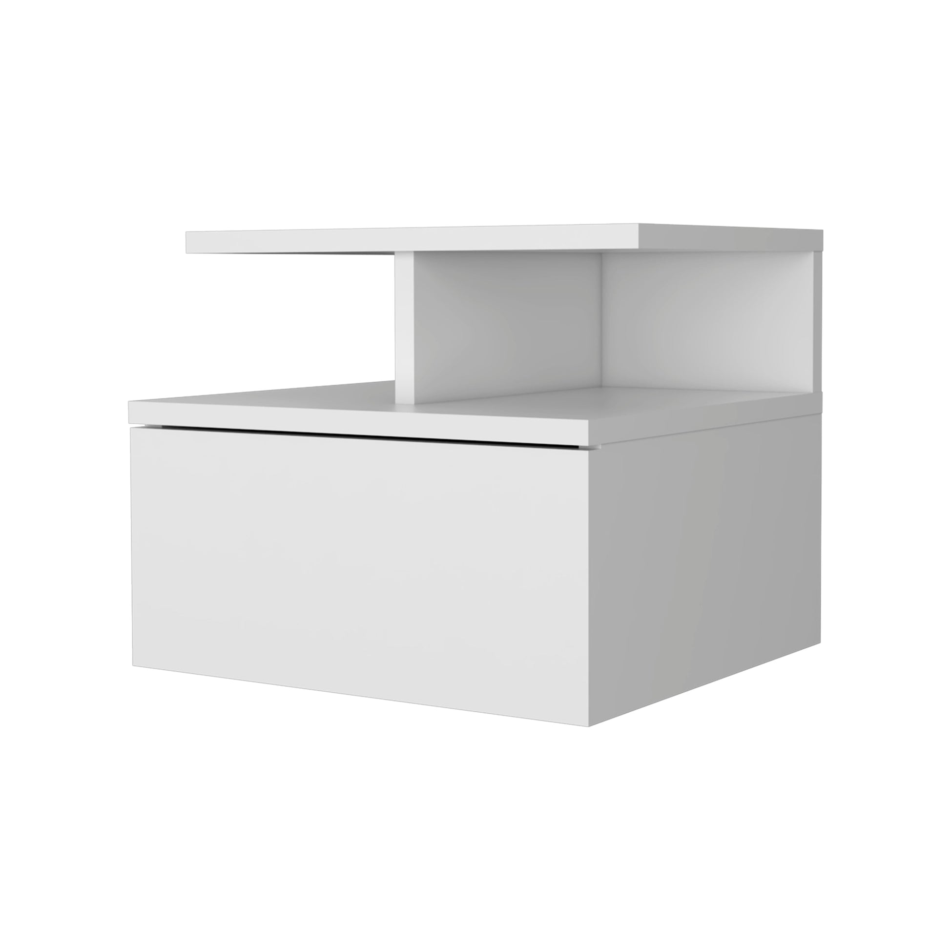 White Floating Nightstand with One Drawer for Bedroom