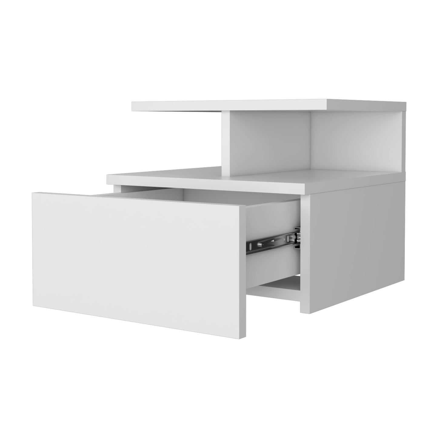 White Floating Nightstand with One Drawer for Bedroom