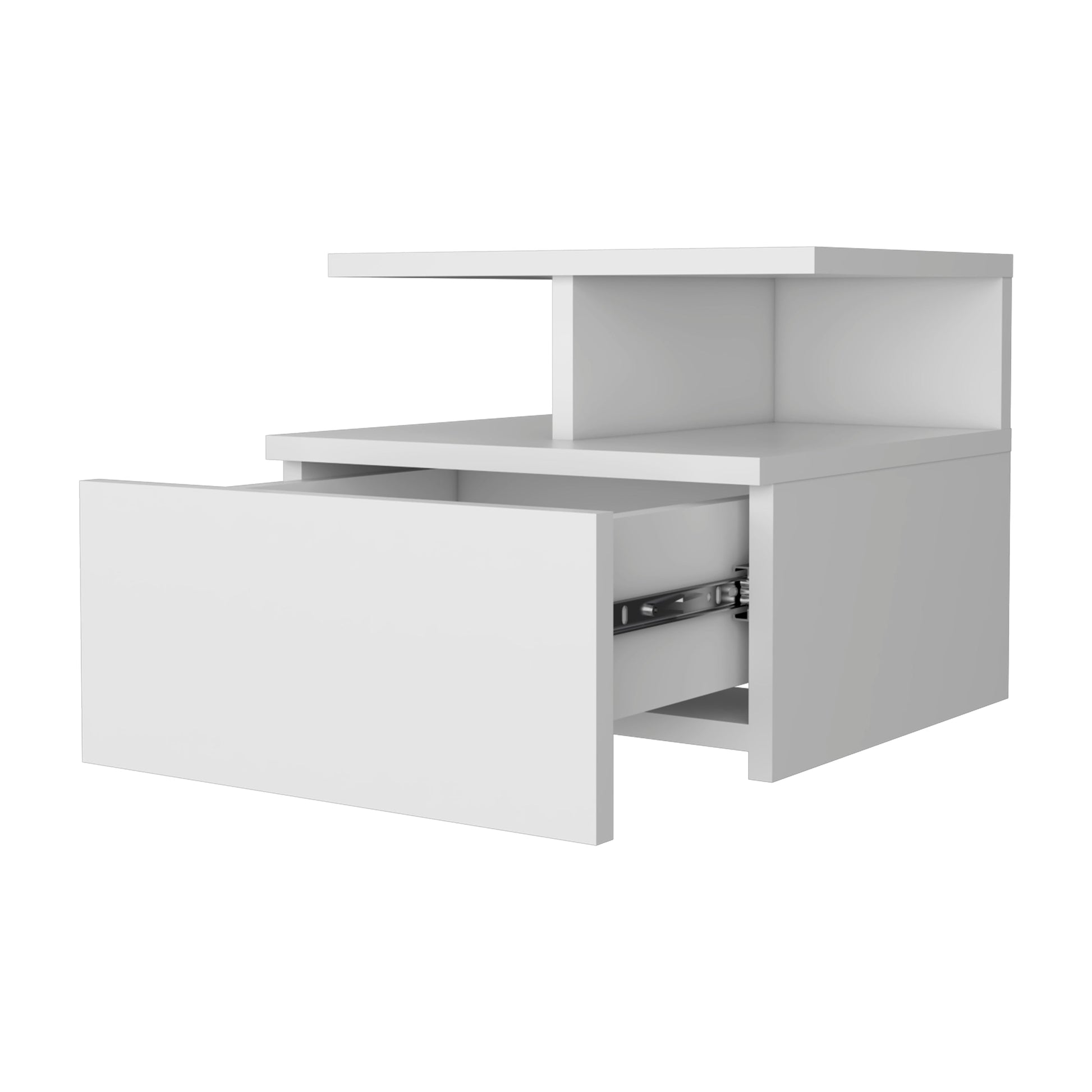 White Floating Nightstand with One Drawer for Bedroom